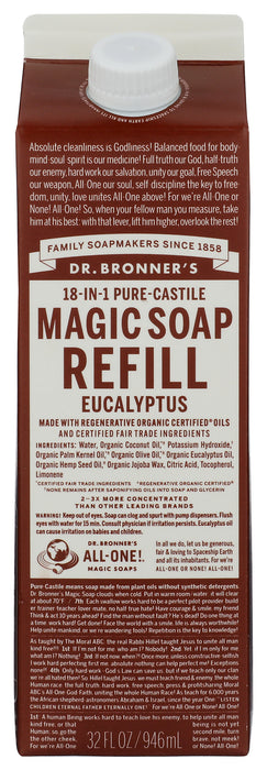 Pure Castile Liquid Soap Refill, Hemp Eucalyptus, 32 fl oz