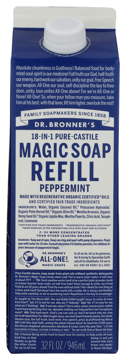 Pure Castile Liquid Soap Refill, Hemp Peppermint, 32 fl oz