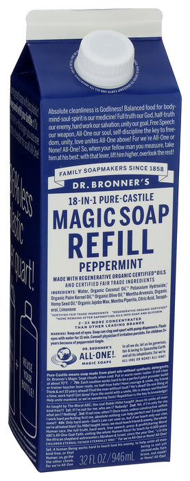 Pure Castile Liquid Soap Refill, Hemp Peppermint, 32 fl oz