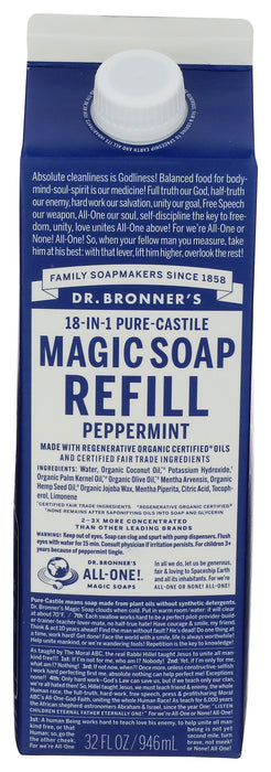 Pure Castile Liquid Soap Refill, Hemp Peppermint, 32 fl oz