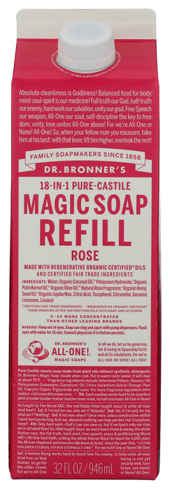Pure Castile Liquid Soap Refill, Hemp Rose, 32 fl oz