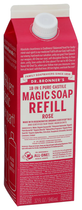 Pure Castile Liquid Soap Refill, Hemp Rose, 32 fl oz