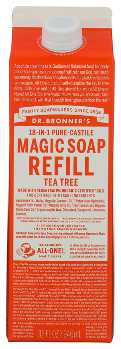 Pure Castile Liquid Soap Refill, Hemp Tea Tree, 32 fl oz