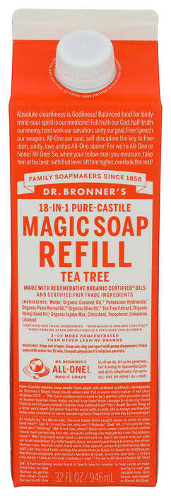 Pure Castile Liquid Soap Refill, Hemp Tea Tree, 32 fl oz