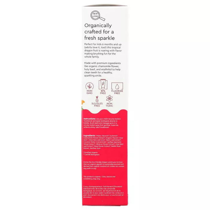 Dragon Fruit Toothpaste, Org, 3 oz