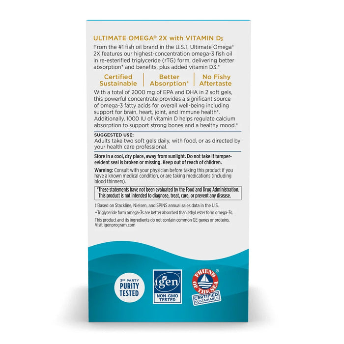 Ultimate Omega-D3 2X, 2150mg, 60 sgels