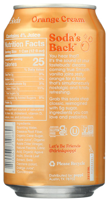 Orange Cream Probiotic Soda, 12 fl oz