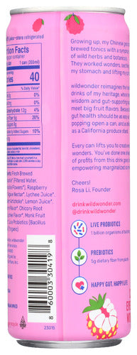 Raspberry Lychee Probiotic Sparkling Drink, Org, 12 fl oz
