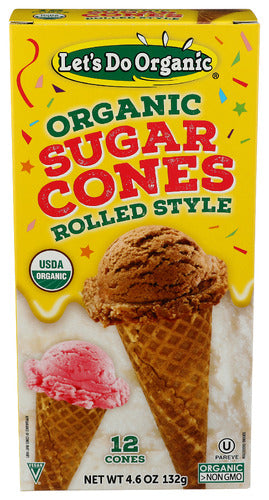 Sugar Cones, Rolled Style, Org, 12 ct