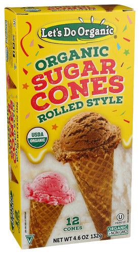 Sugar Cones, Rolled Style, Org, 12 ct