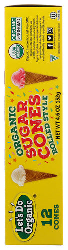 Sugar Cones, Rolled Style, Org, 12 ct