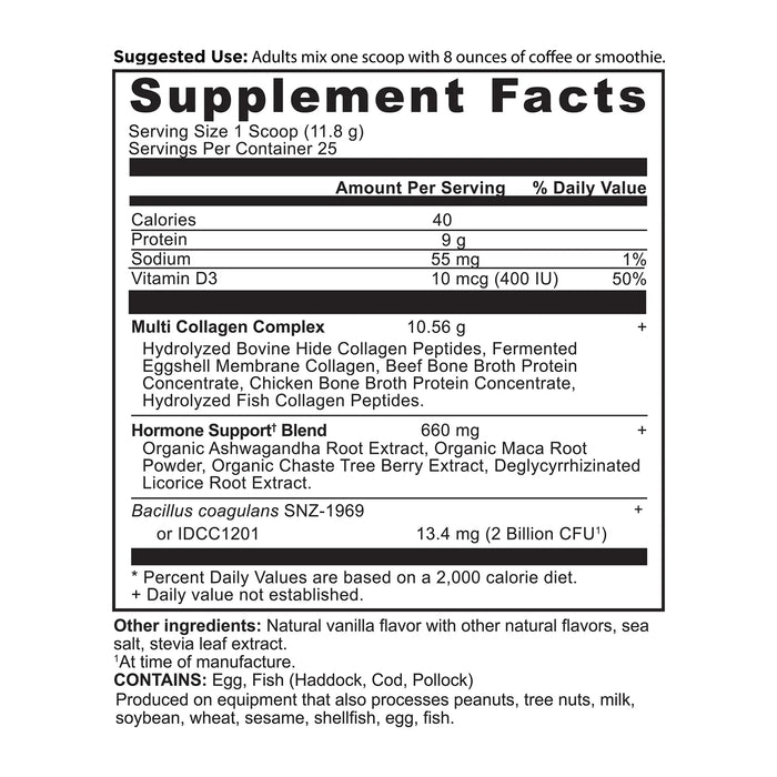 Hormone Balance + Collagen, Vanilla, 10.4 oz/ 25 serv