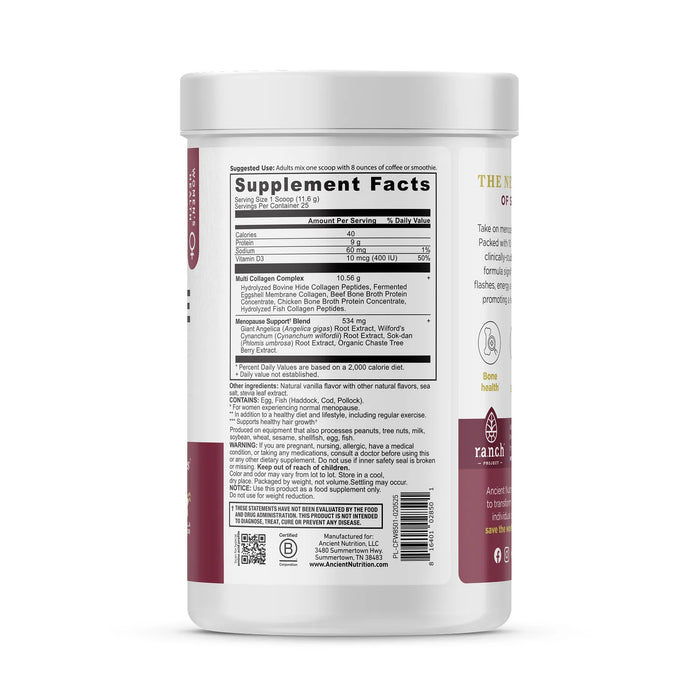 Menopause Support + Collagen, Vanilla, 10.2 oz/ 25 serv
