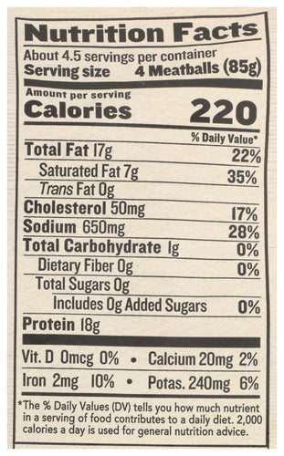 Ancestral Beef Meatballs, Italian Style, 14 oz