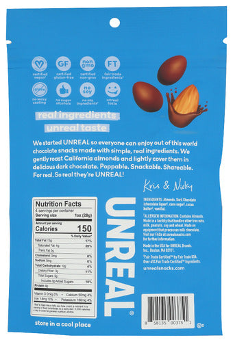 Dark Chocolate Covered Almonds, GF, V, 4 oz