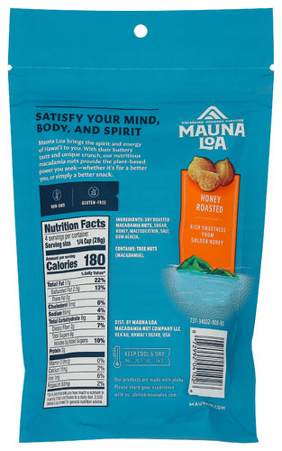 Dry Roasted Macadamia Nuts, Honey Roasted, GF, 4 oz