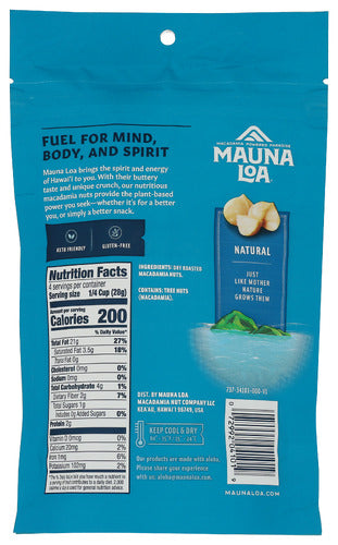 Dry Roasted Macadamia Nuts, Natural, V, GF, 4 oz