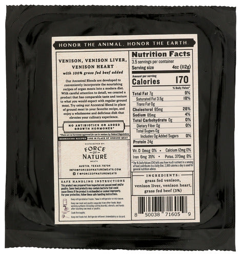 Grass Fed Ground Venison, Ancestral Blend, 14 oz