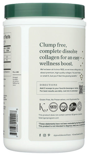 Grass-Fed Bovine Collagen Peptides, Unflvd, 20g/serv, 10 oz