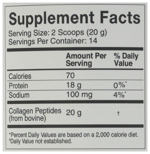 Grass-Fed Bovine Collagen Peptides, Unflvd, 20g/serv, 10 oz