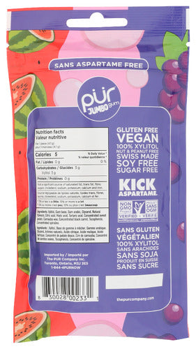 Jumbo Gum, Grape, Bubblegum, Watermelon, 20 ct