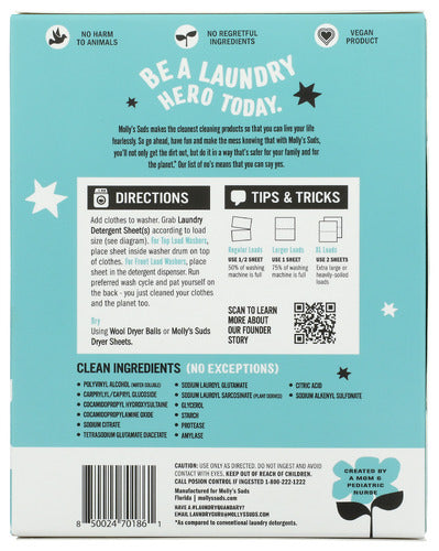 Laundry Detergent Sheets, Unscented, 70 ct