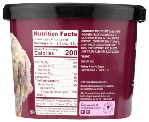 Marionberry Swirl Ice Cream, Org, 1.42 L