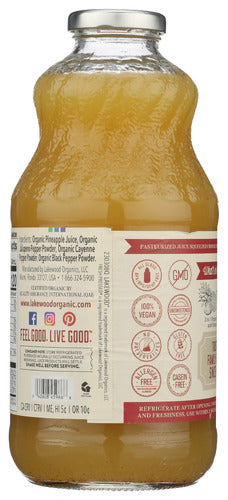 Spicy Pineapple Juice, Org, 32 fl oz