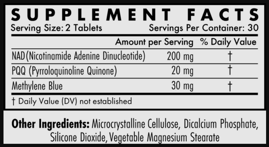 Recharge Methylene Blue + NAD + PQQ, 60 vcap