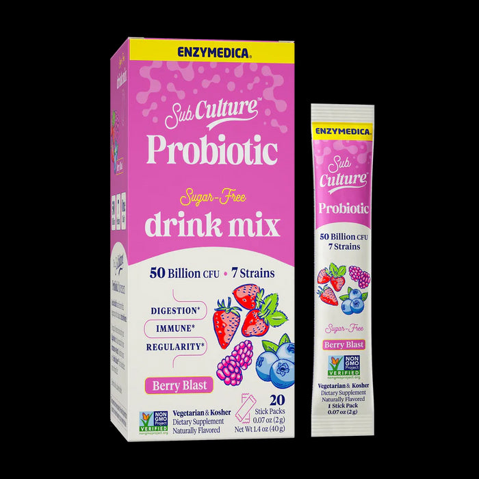 SubCulture Probiotic Drink Mix, Berry, 50B CFU, 20 stick