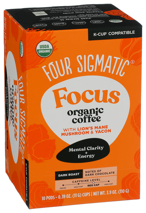 Focus Coffee Pods 10ct, Dark Roast, Org, 3.9 oz