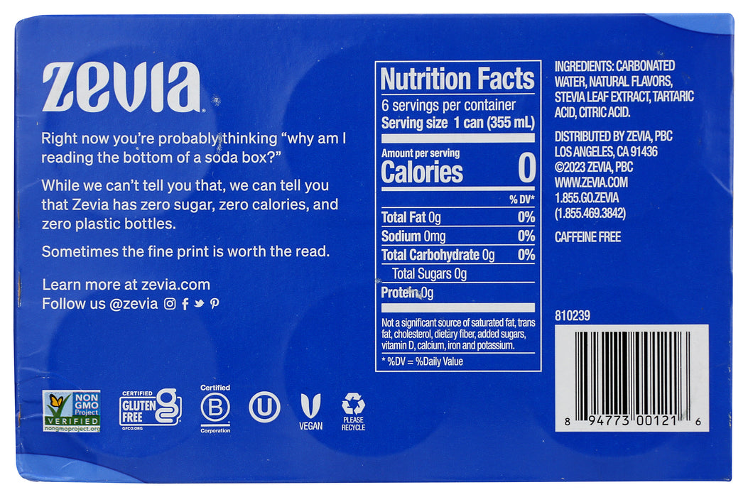 Cola Caffeine Free Soda, Zero Cal, 6/12 floz