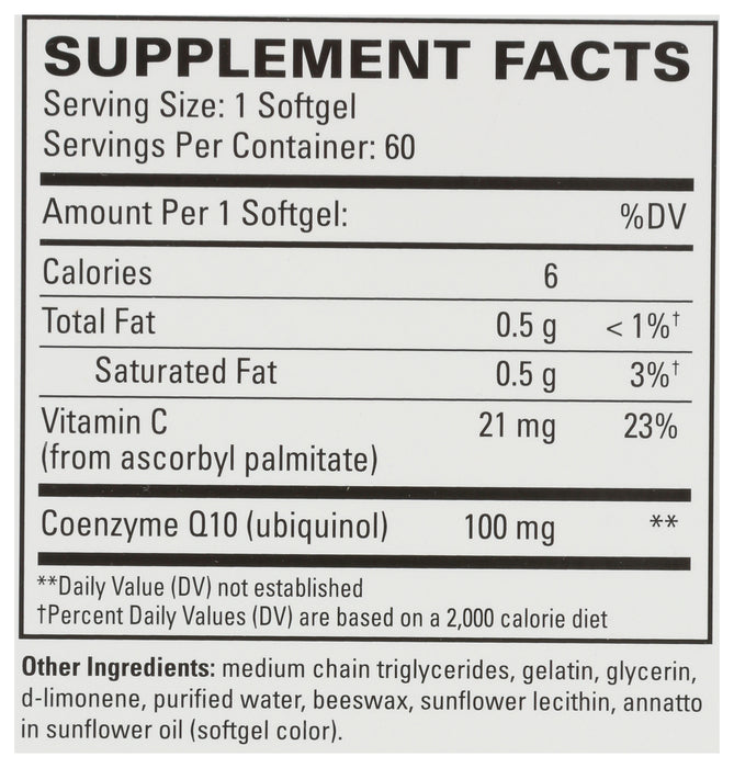 CoQ10 100 mg, Ubiquinol, 60 sgel