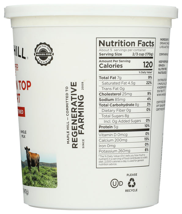 Cream on Top Yogurt, Grassfed WM, Yogurt, 32 oz