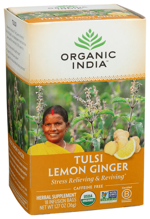 Lemon Ginger Tulsi Tea, Org, 18tbag