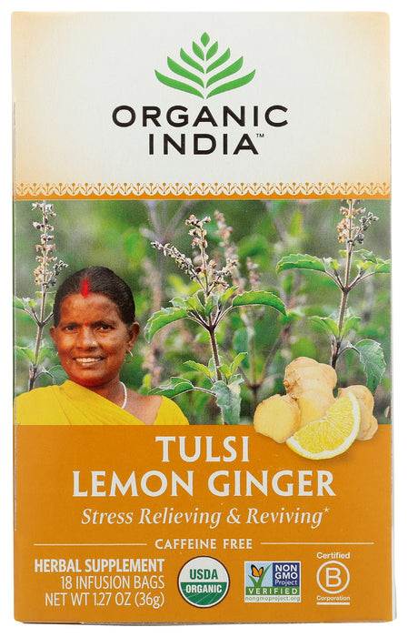 Lemon Ginger Tulsi Tea, Org, 18tbag