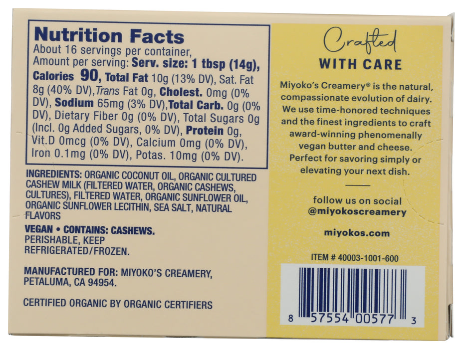 Cultured Vegan Butter Hint of Sea Salt, Org, 8 oz