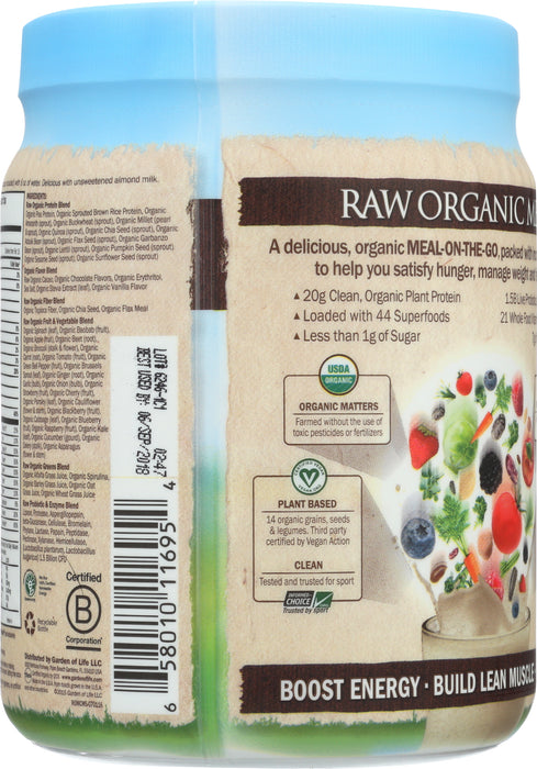 Raw Organic Meal, Chocolate, 509 g