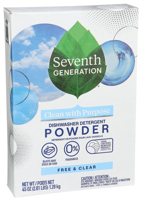 Dishwasher Detergent Powder, Free & Clear, 45 oz