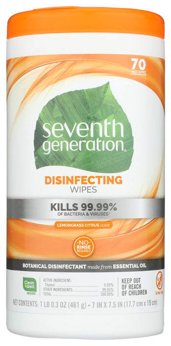 Disinfecting Wipes, Lemongrass Citrus, 70 ct