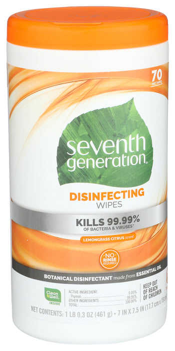 Disinfecting Wipes, Lemongrass Citrus, 70 ct