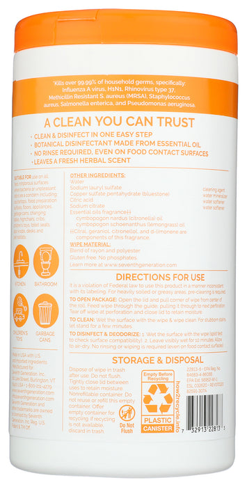 Disinfecting Wipes, Lemongrass Citrus, 70 ct