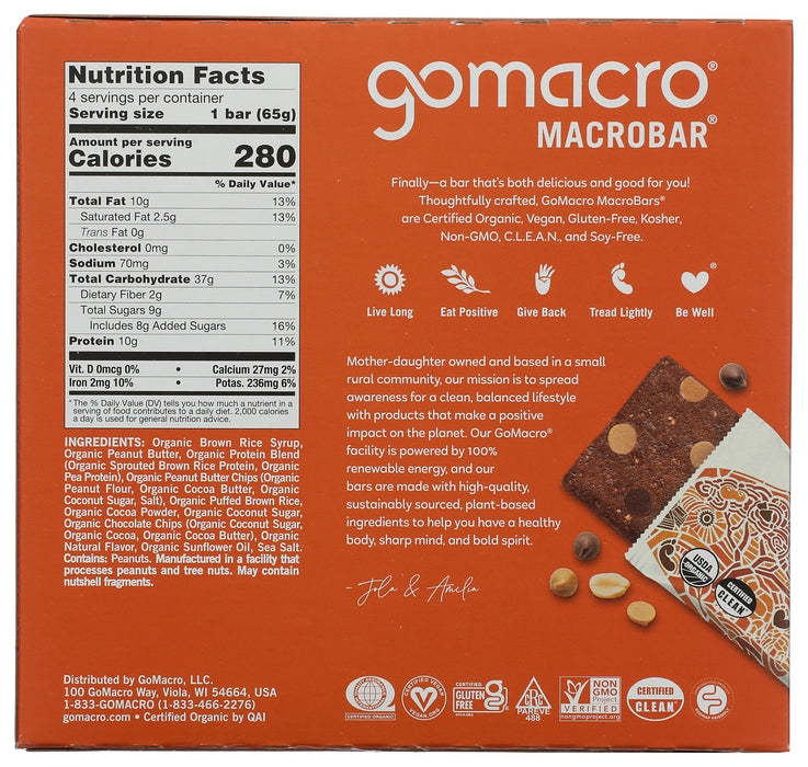 Double Chocolate Peanut Butter Chip Bar, GF, 4/2.3 oz