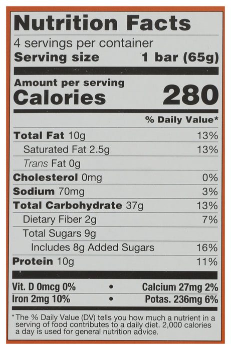 Double Chocolate Peanut Butter Chip Bar, GF, 4/2.3 oz