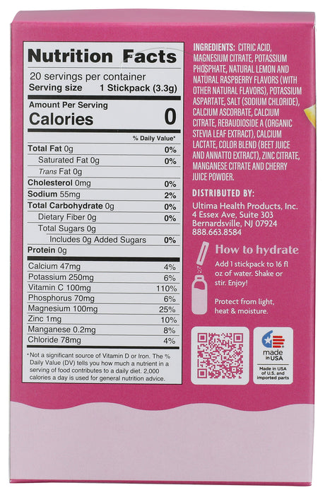 Electrolyte Powder, Pink Lemonade, 20 stick pk