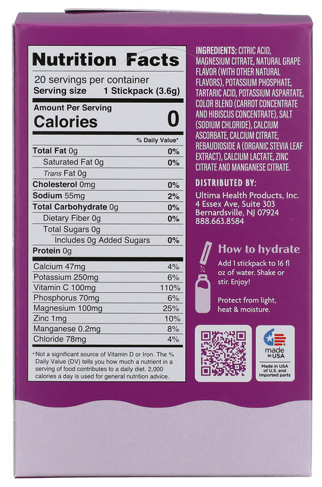 Electrolyte Powder, Grape, 20 stick pk