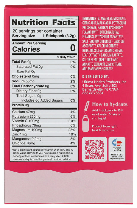 Electrolyte Powder, Raspberry, 20 stick pk