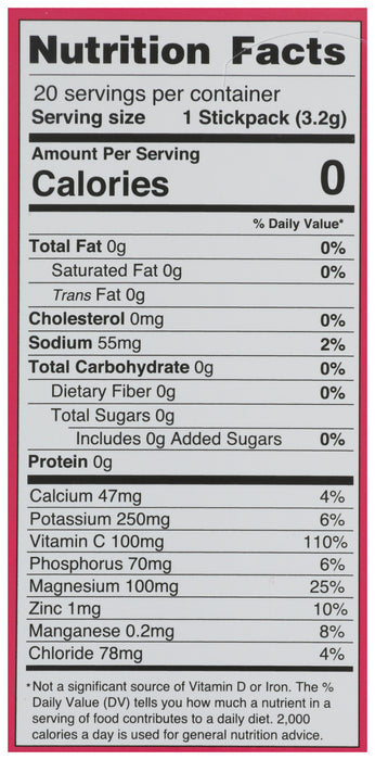 Electrolyte Powder, Raspberry, 20 stick pk