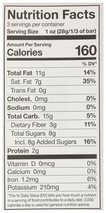 Espresso Bean Dark Chocolate Bar 72%, 3 oz