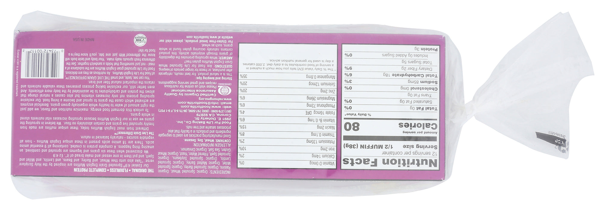 Ezekiel 4:9 Cinnamon Raisin English Muffins, Org, 16 oz